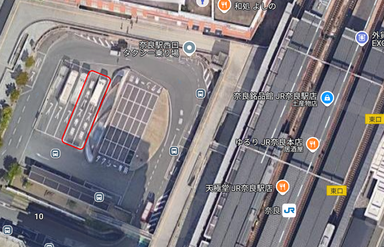 JR奈良駅のシャトルバス乗り場